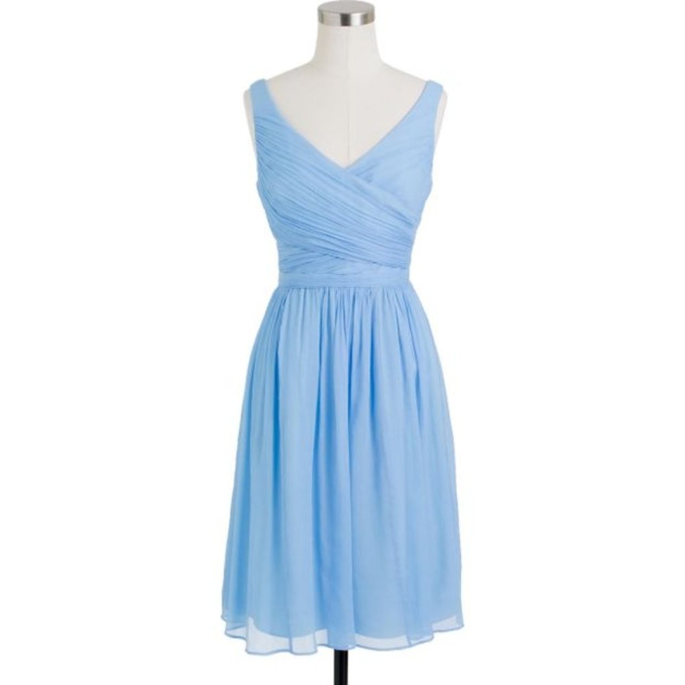 JCrew Women's Blue Heidi Dress In Silk Chiffon